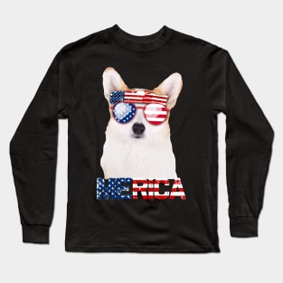 Merica Corgi Dog American Flag 4Th Of July Long Sleeve T-Shirt